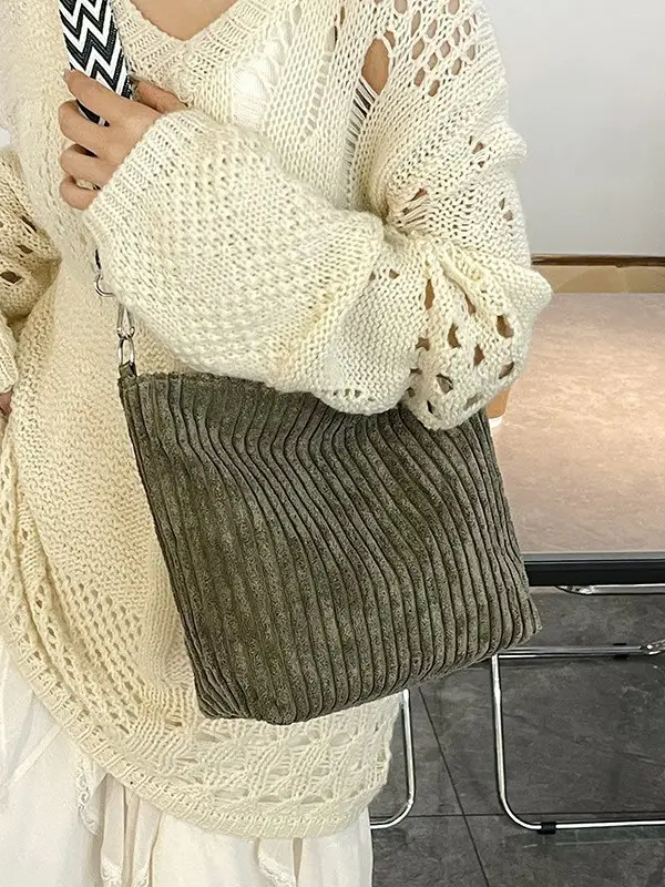Korean Style Woolen Crossbody Bag Large Capacity