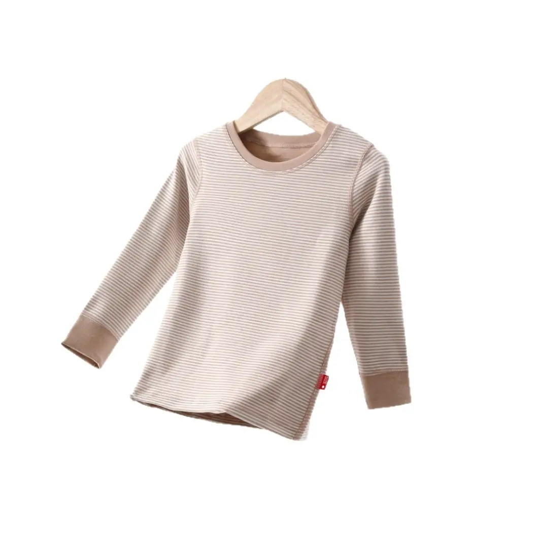 Autumn New Boys Striped T-Shirt Girls Base Shirt Single Top Baby Warm Children's Underwear Wholesale - Image 9