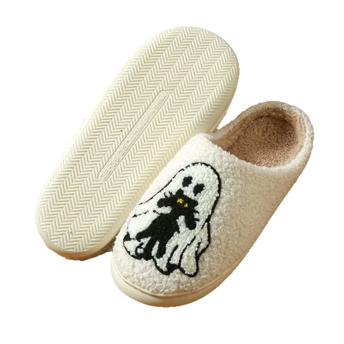 Cute Ghost Halloween Slippers Black Cotton Warm Winter - Image 5