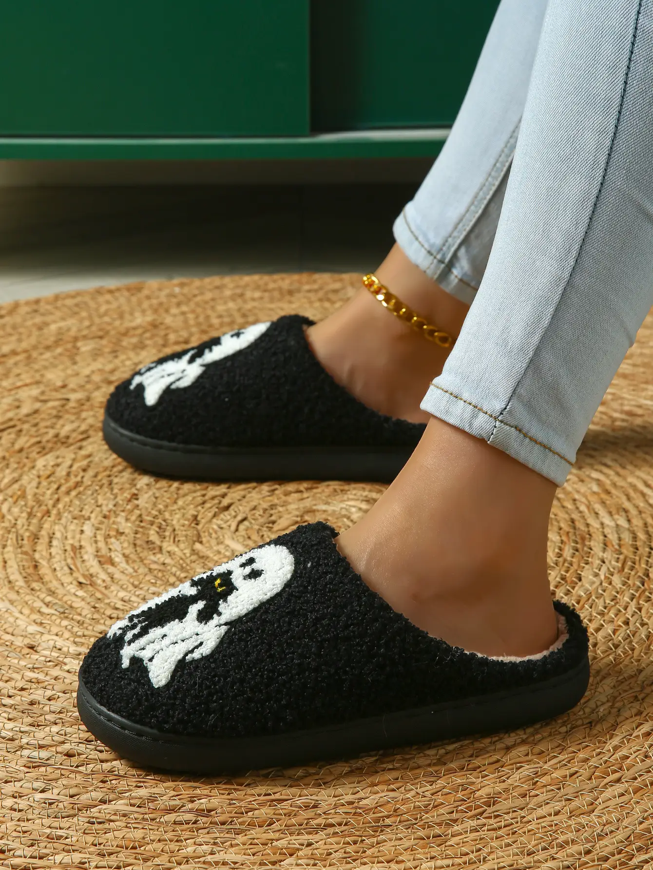 Cute Ghost Halloween Slippers Black Cotton Warm Winter — feature 10