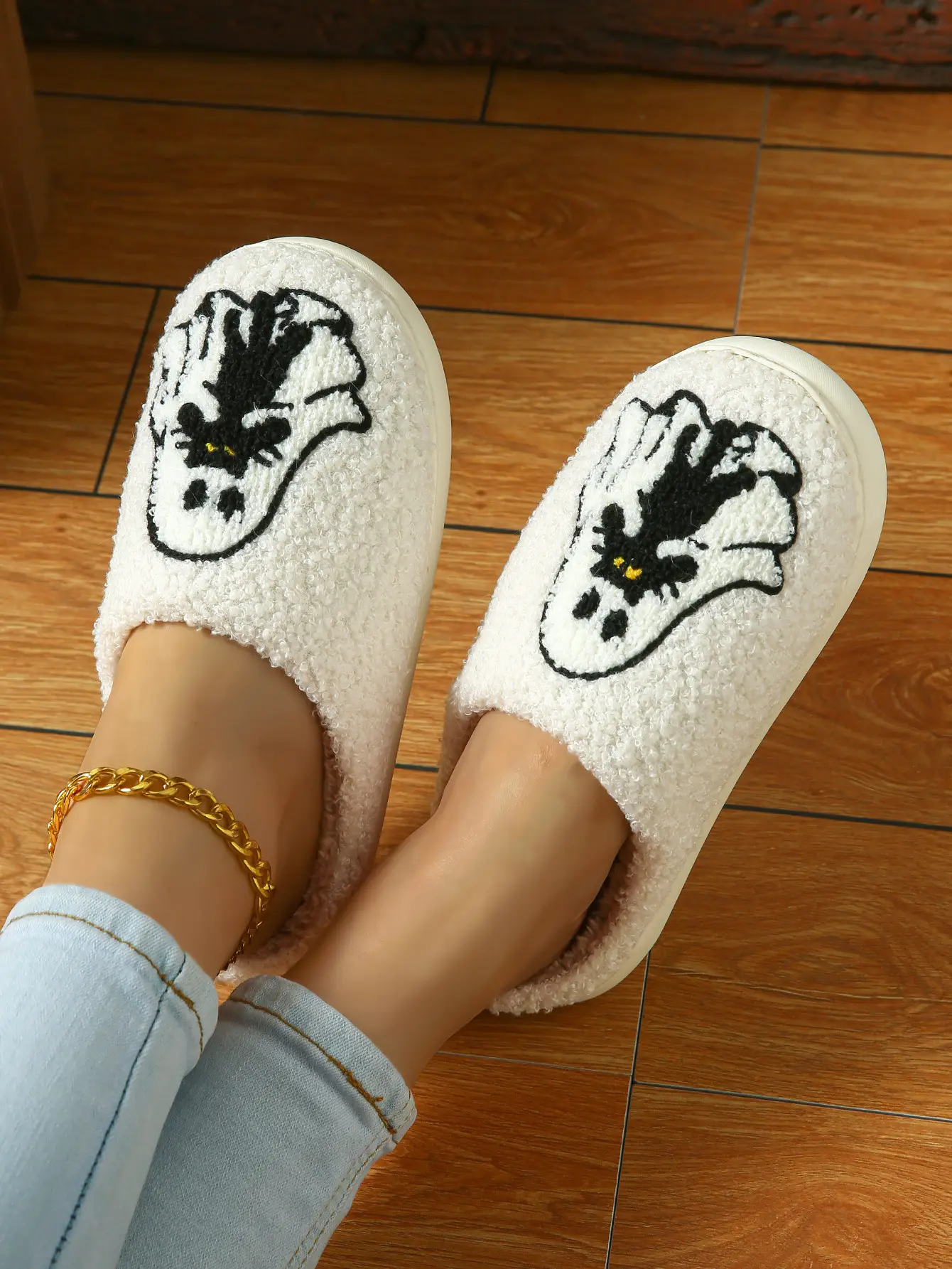 Cute Ghost Halloween Slippers Black Cotton Warm Winter — feature 5
