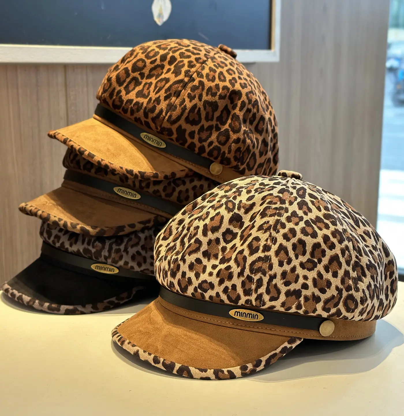 Leopard Print Beret for Women with Large Cap — feature 2