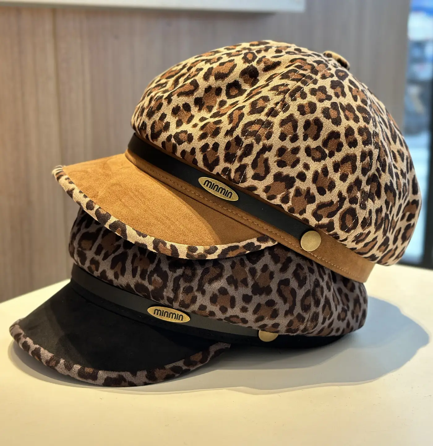 Leopard Print Beret for Women with Large Cap — feature 4
