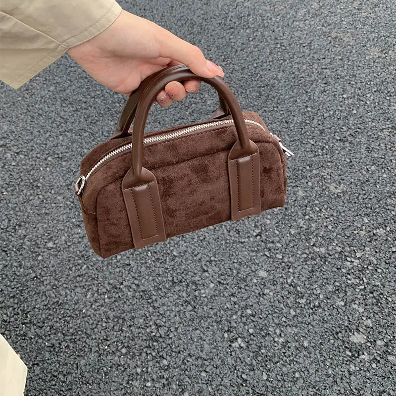 Retro Style Pillow Bag Brown Brown Leather Crossbody for Women