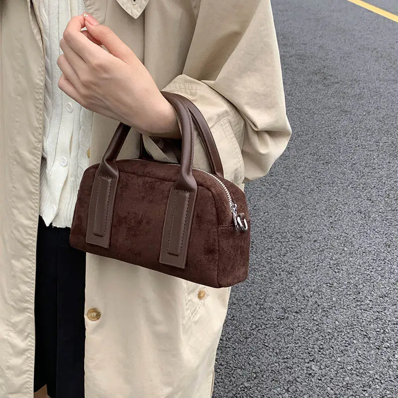 Retro Style Pillow Bag Brown Brown Leather Crossbody for Women