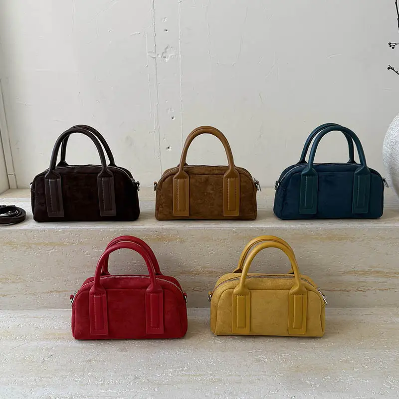 Retro Style Pillow Bag Brown Brown Leather Crossbody for Women