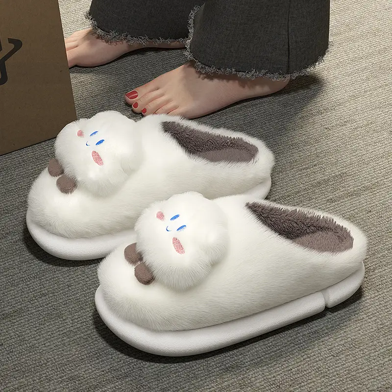 Cute Cloud Cotton Slippers Women Autumn Winter Indoor Non-Slip - Image 2