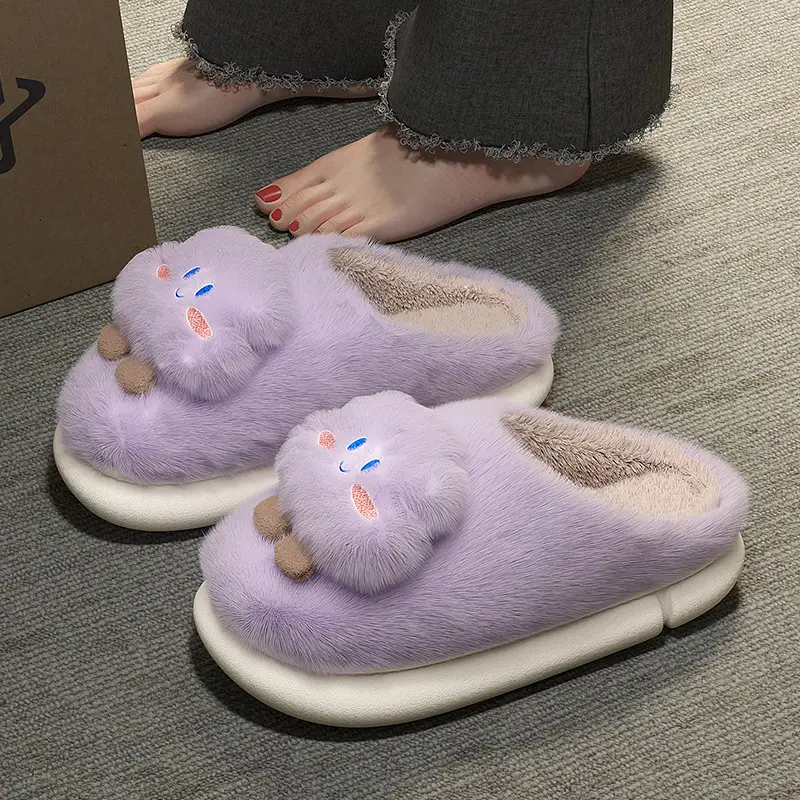 Cute Cloud Cotton Slippers Women Autumn Winter Indoor Non-Slip - Image 3