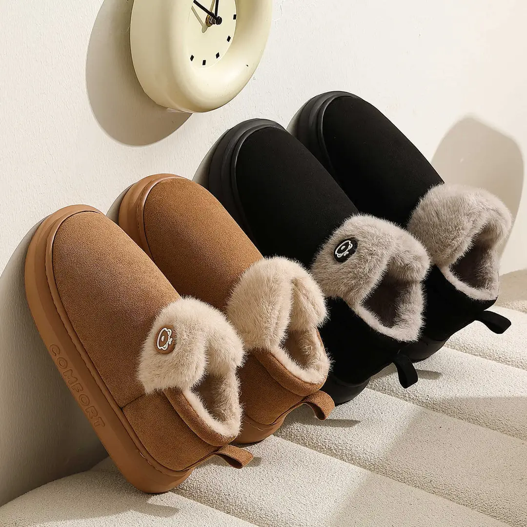 High-Top Cotton Slippers for Women 2025 New Winter Bag Heel Warm Fleece-Lined Indoor Home with Heel Cotton Shoes for Men - Image 7
