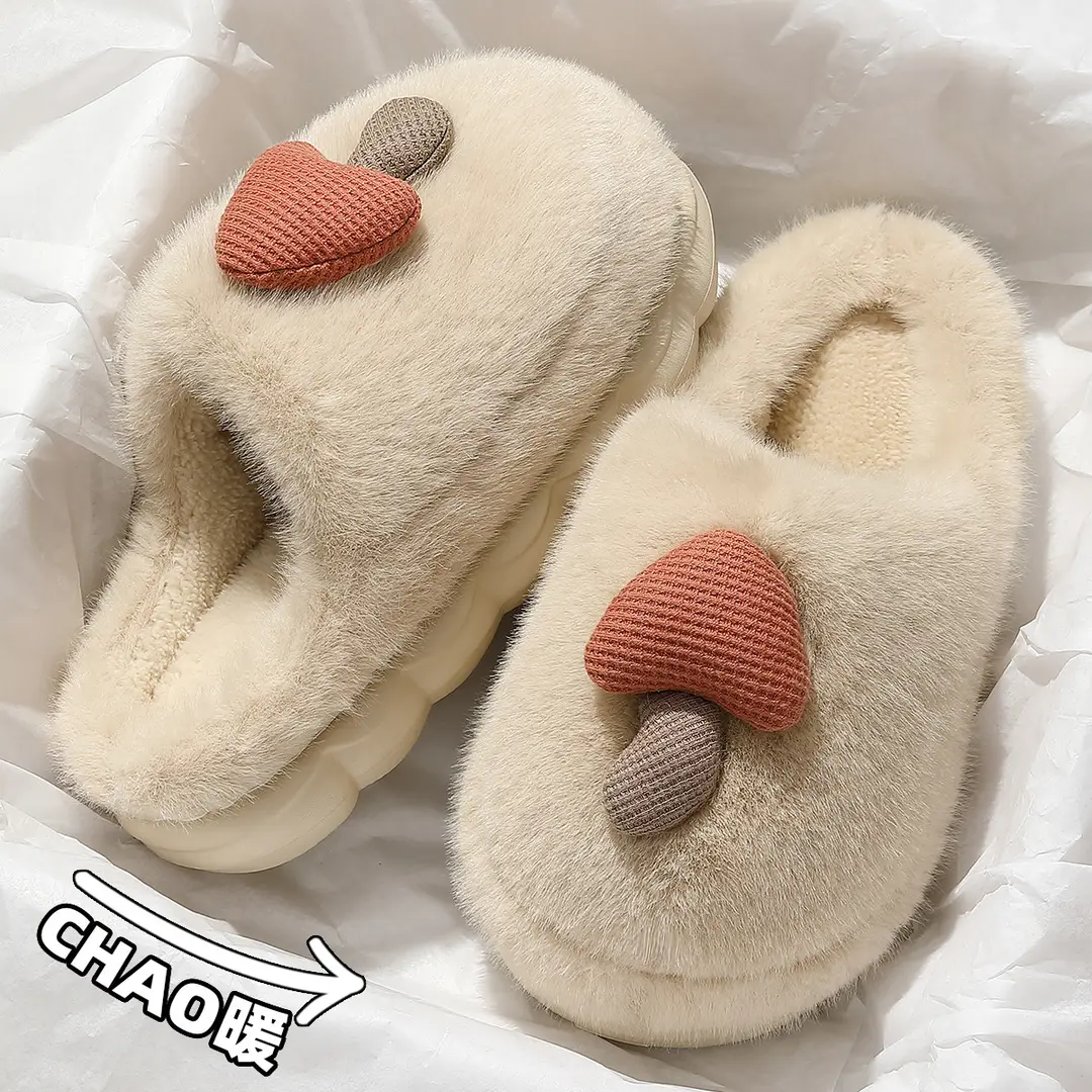 Cotton Slippers for Women Winter 2025 New Home Indoor Thick-Soled Fleece-Lined Warm Furry Slippers for Men Autumn and Winter