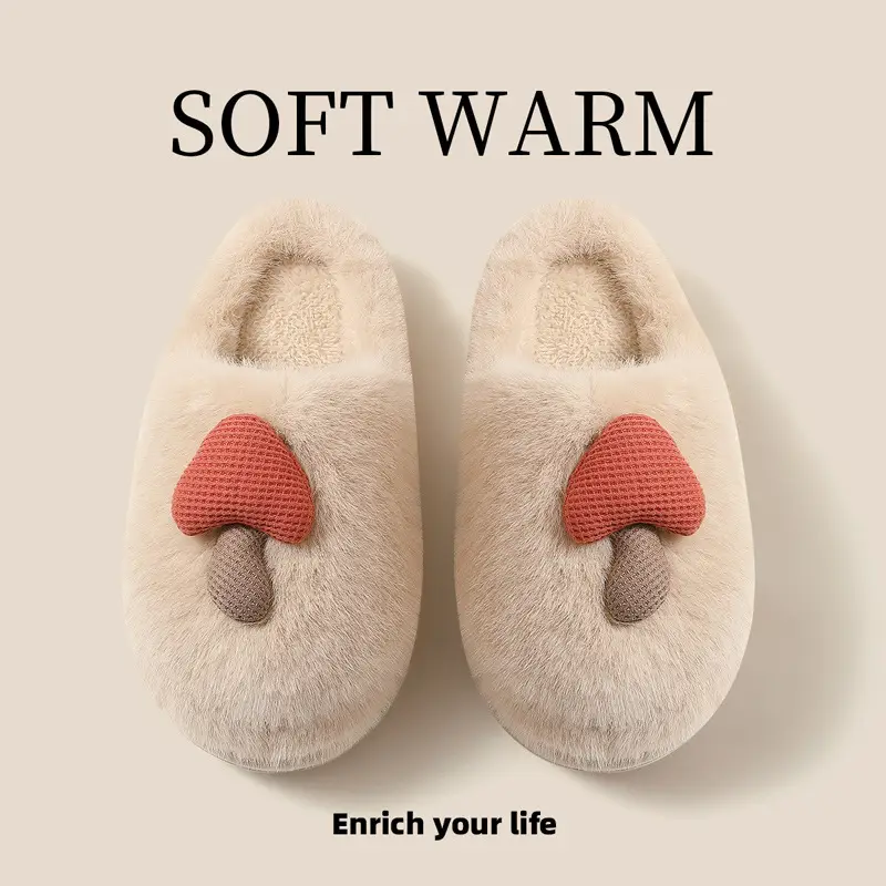 Cotton Slippers for Women Winter 2025 New Home Indoor Thick-Soled Fleece-Lined Warm Furry Slippers for Men Autumn and Winter