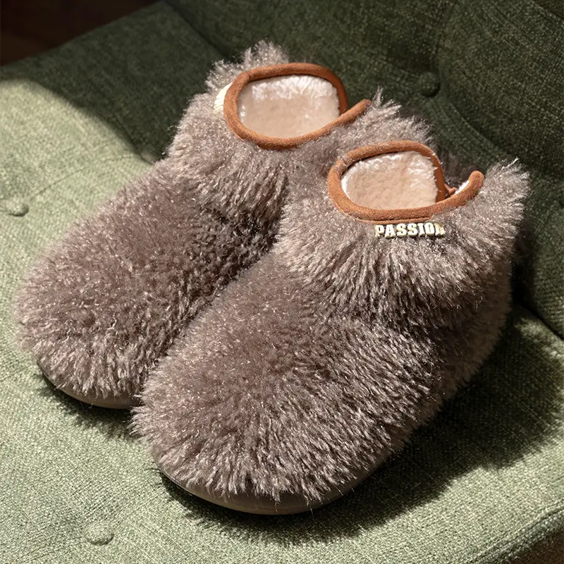 Mingsheng Plush Warm Cotton Slippers for Women in Winter with Velvet and Thickeneded Indoor Home High-Top Winter Cotton Shoes for Winter
