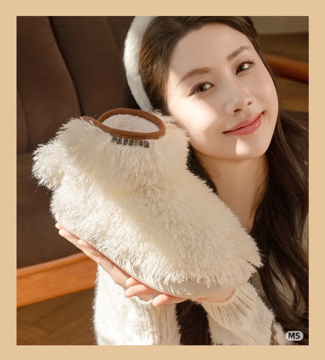Mingsheng Plush Warm Cotton Slippers for Women in Winter with Velvet and Thickeneded Indoor Home High-Top Winter Cotton Shoes for Winter — feature 5