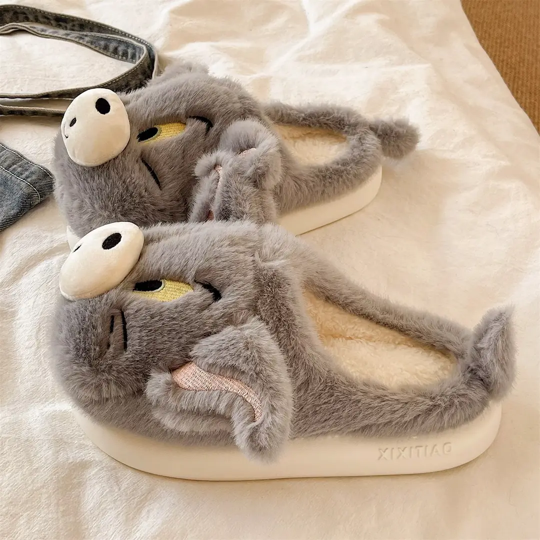 Cross-Border New Furry Slippers for Women in Winter Cute Mouse Indoor Home Warm Plush Non-Slip Outer Wear Cotton Slippers - Image 6