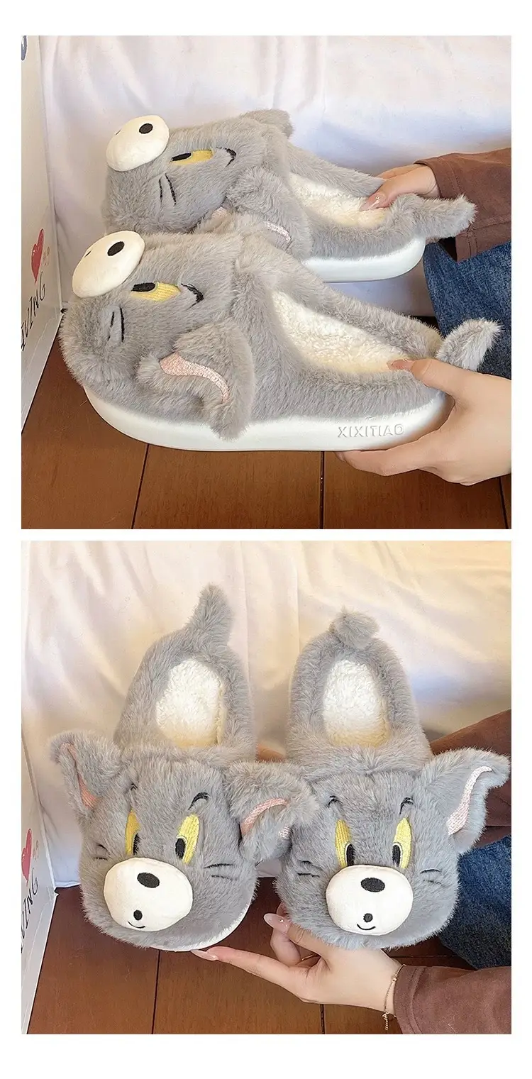 Cross-Border New Furry Slippers for Women in Winter Cute Mouse Indoor Home Warm Plush Non-Slip Outer Wear Cotton Slippers — feature 12