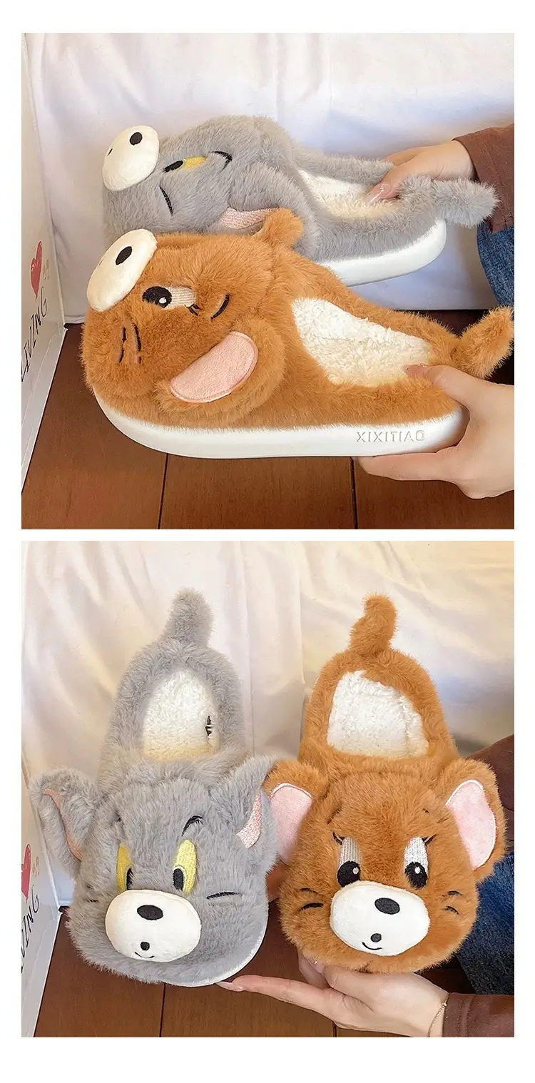 Cross-Border New Furry Slippers for Women in Winter Cute Mouse Indoor Home Warm Plush Non-Slip Outer Wear Cotton Slippers — feature 9