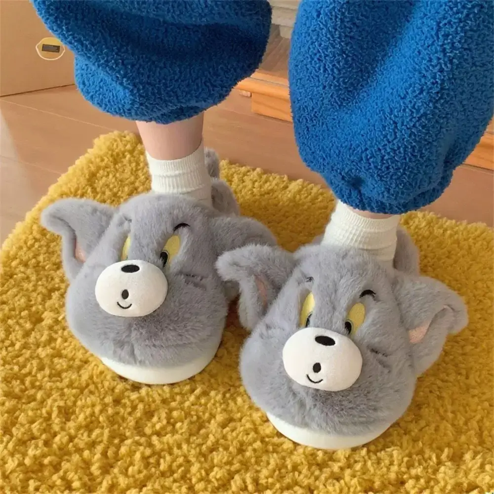 Cross-Border New Furry Slippers for Women in Winter Cute Mouse Indoor Home Warm Plush Non-Slip Outer Wear Cotton Slippers - Image 2