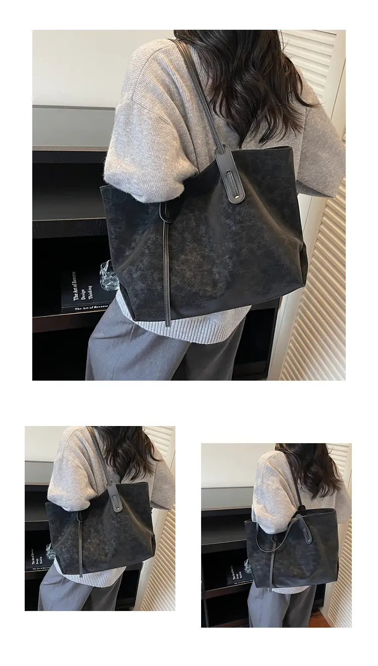 Brown Retro Suede Women's Large Shoulder Bag — feature 10
