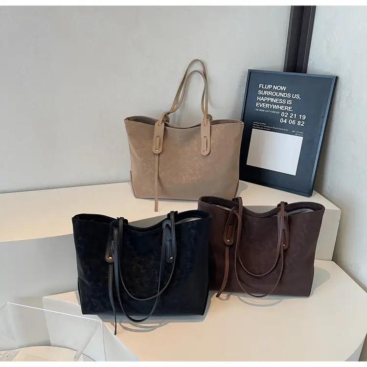 Brown Retro Suede Women's Large Shoulder Bag — feature 12