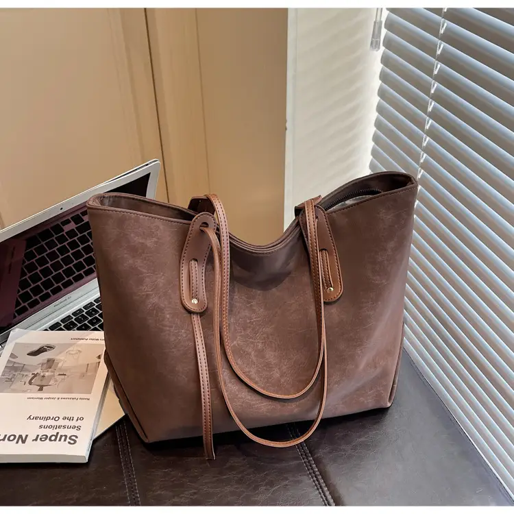 Brown Retro Suede Women's Large Shoulder Bag — feature 16