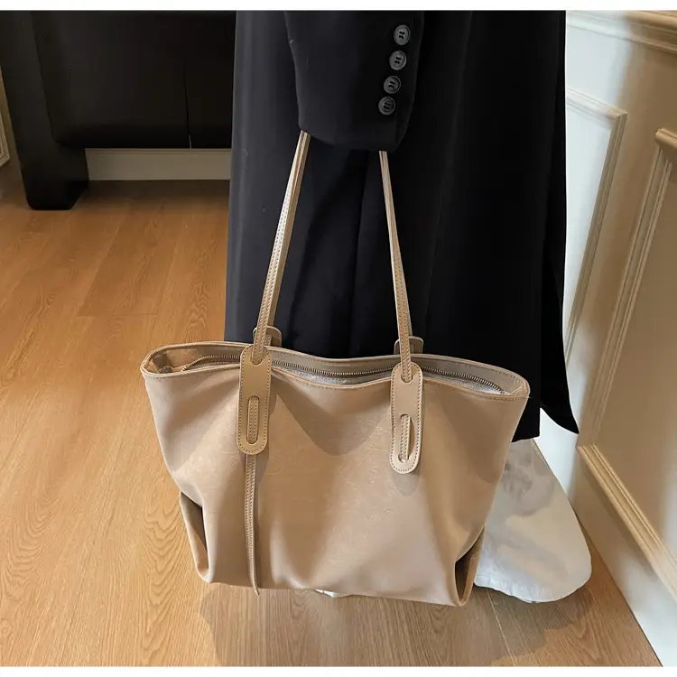 Brown Retro Suede Women's Large Shoulder Bag — feature 19