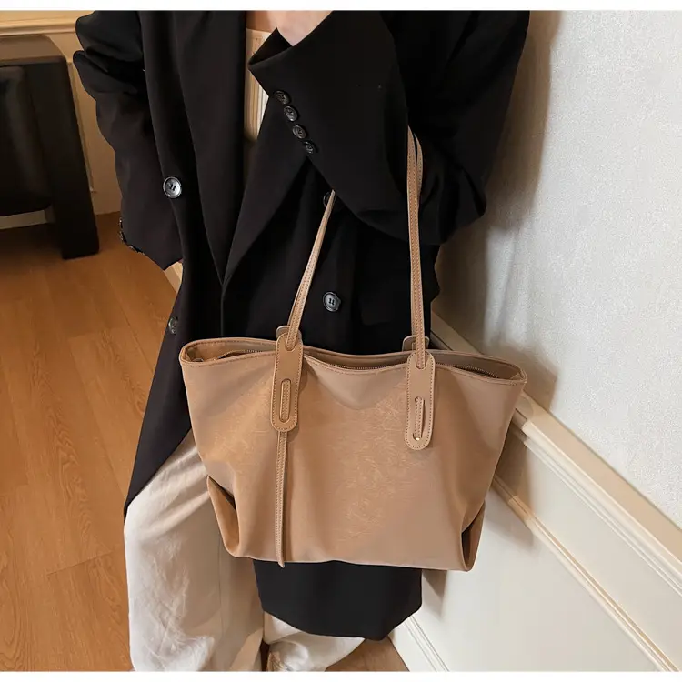 Brown Retro Suede Women's Large Shoulder Bag — feature 20