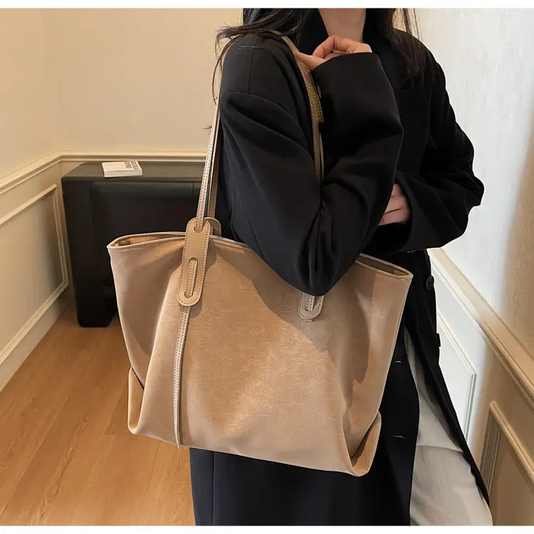 Brown Retro Suede Women's Large Shoulder Bag — feature 23