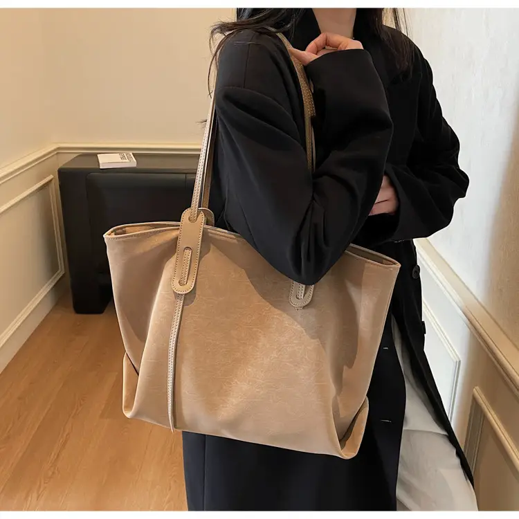 Brown Retro Suede Women's Large Shoulder Bag — feature 24