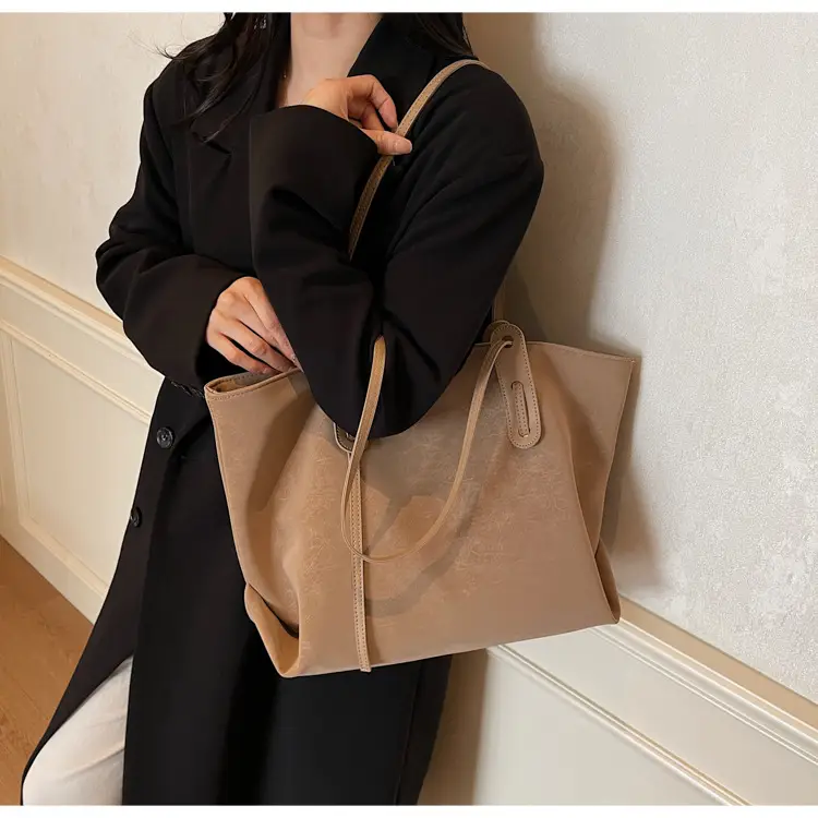 Brown Retro Suede Women's Large Shoulder Bag — feature 27