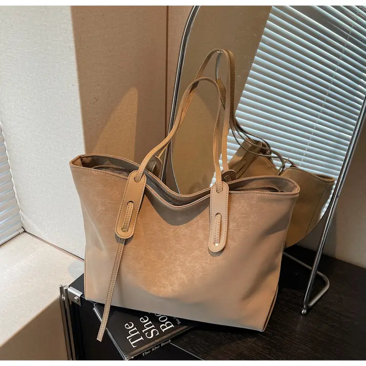 Brown Retro Suede Women's Large Shoulder Bag — feature 36