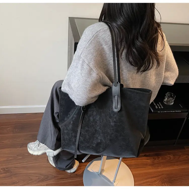 Brown Retro Suede Women's Large Shoulder Bag — feature 42