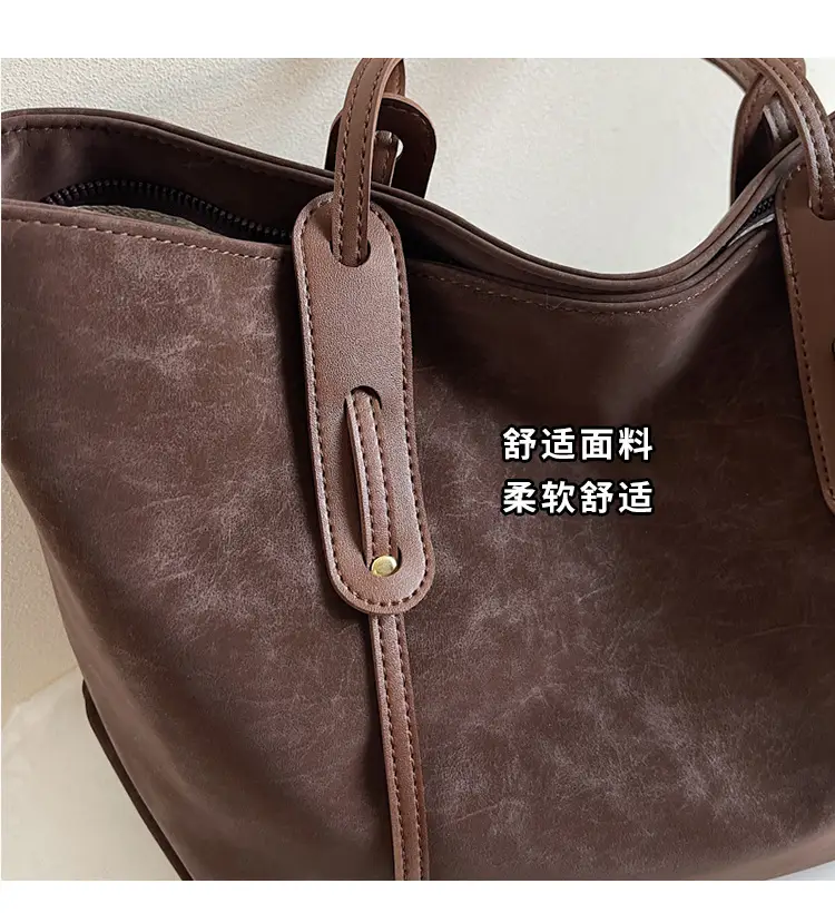 Brown Retro Suede Women's Large Shoulder Bag — feature 6