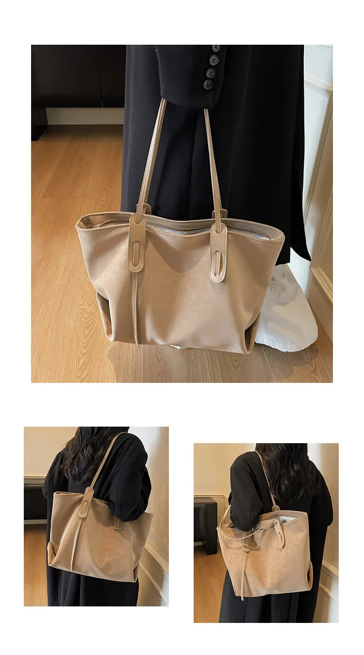 Brown Retro Suede Women's Large Shoulder Bag — feature 9