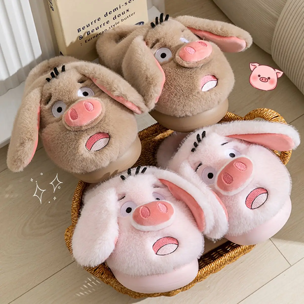 Cute Pig Toe Cotton Slippers for Women 2025 Winter Warm - Image 9