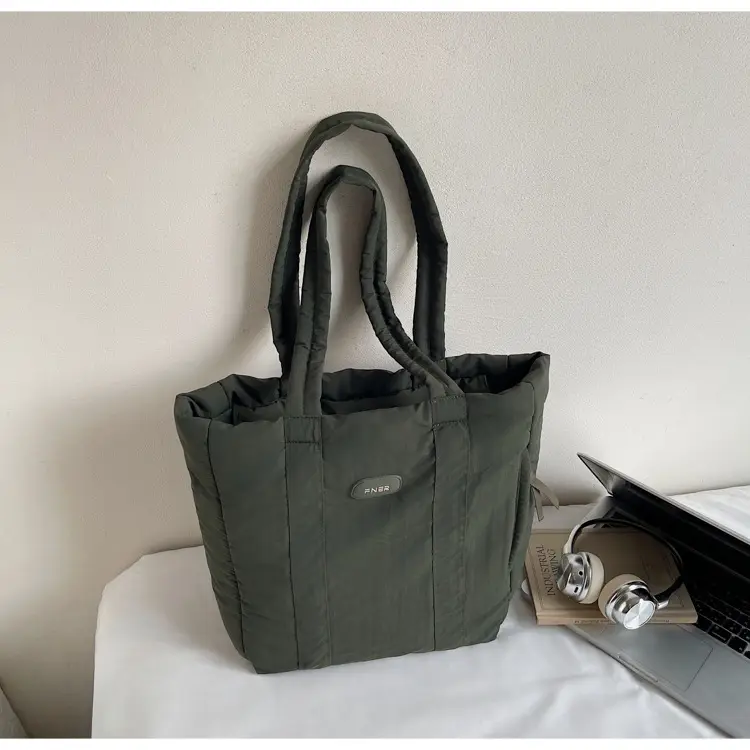 Cross-Border Korean Large Capacity Tote Bag Olive Green — feature 36