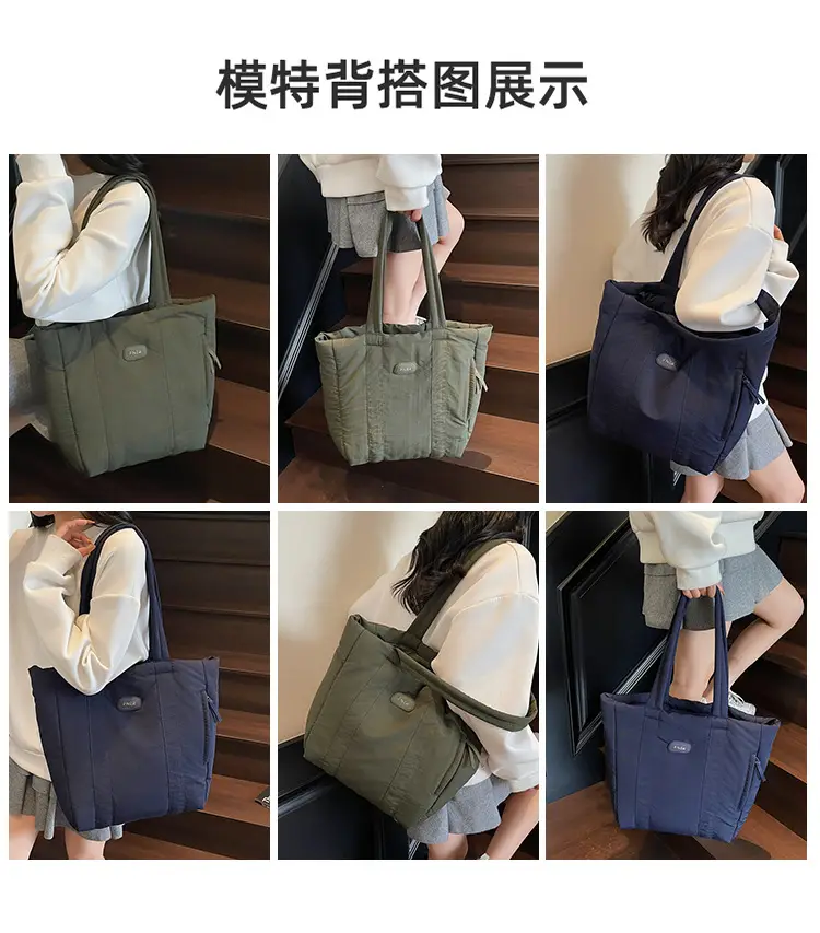 Cross-Border Korean Large Capacity Tote Bag Olive Green — feature 8