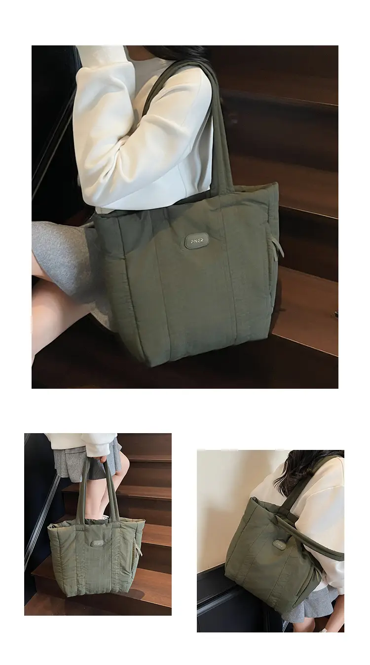 Cross-Border Korean Large Capacity Tote Bag Olive Green — feature 9