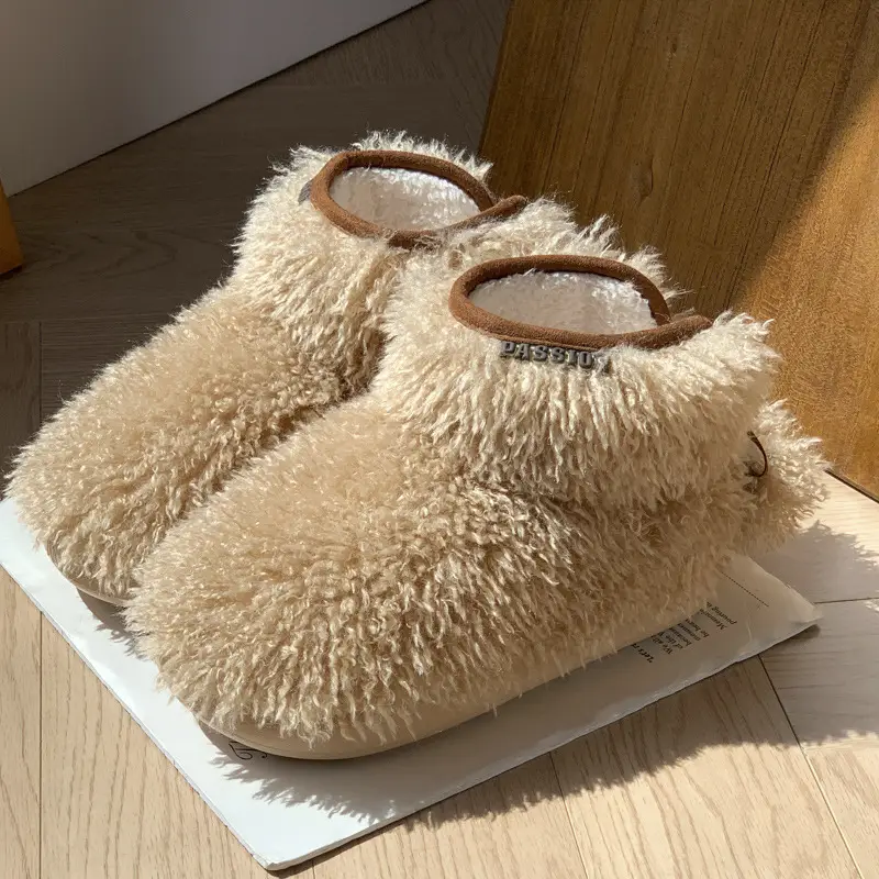 Women's Winter New Cotton Slippers, Warm Indoor Home Slippers with Thick High Tube Heel, Autumn and Winter Wool Slippers, Home Cotton Shoes - Image 2