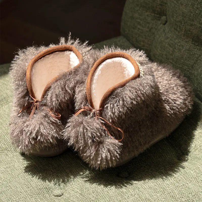 Women's Winter New Cotton Slippers, Warm Indoor Home Slippers with Thick High Tube Heel, Autumn and Winter Wool Slippers, Home Cotton Shoes - Image 5