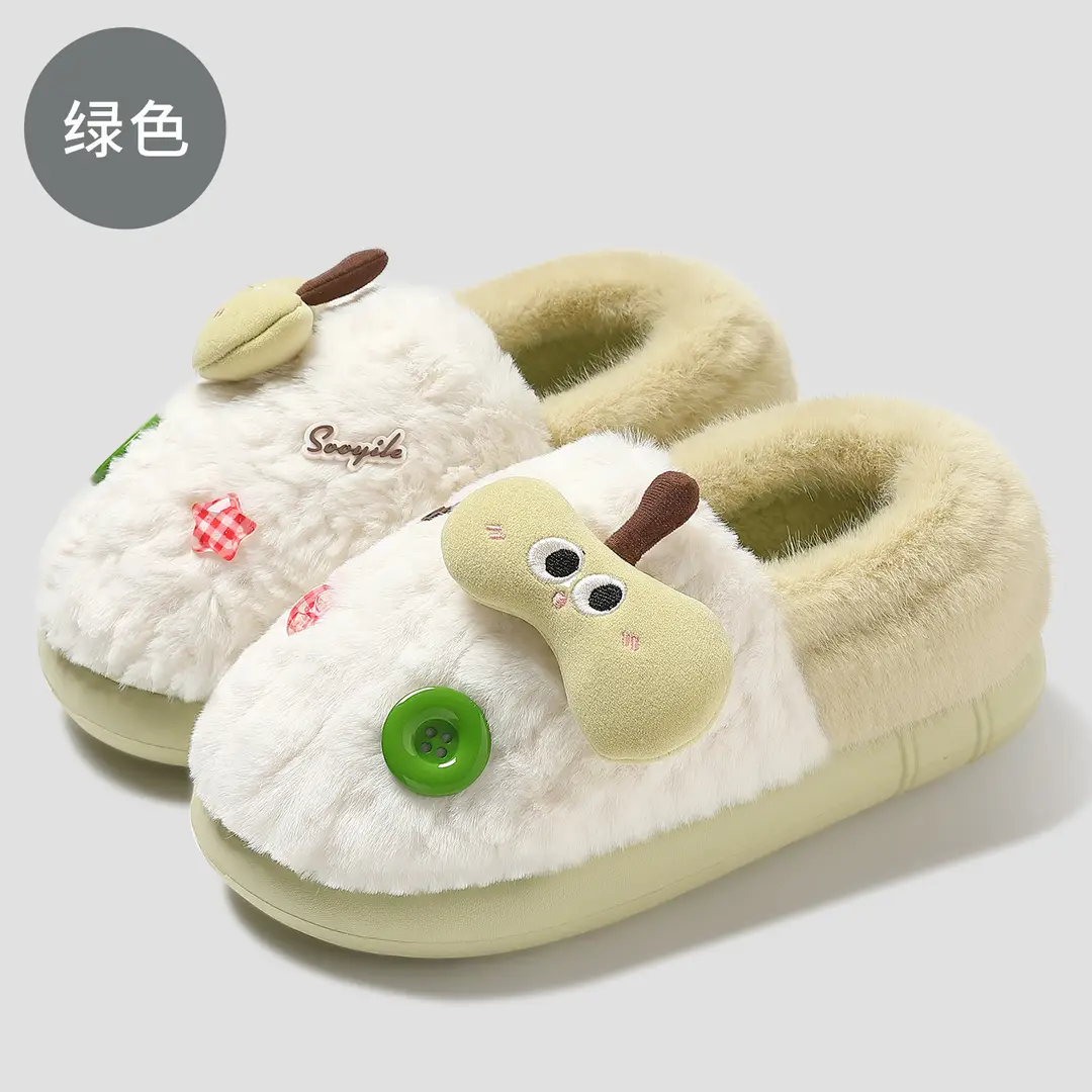 Cute Cotton Slippers with Heels for Women's Home Indoor Use Cartoon Warm Plush Non-Slip Wear-Resistant Soft Bottom Cotton Slippers for Women Wholesale - Image 3