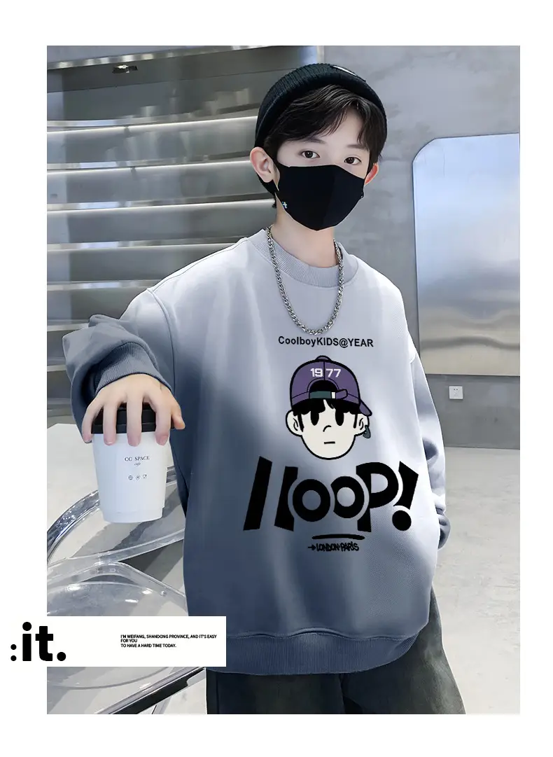 Boys Fleece Crew Sweatshirt Green Gray Graphic — feature 10