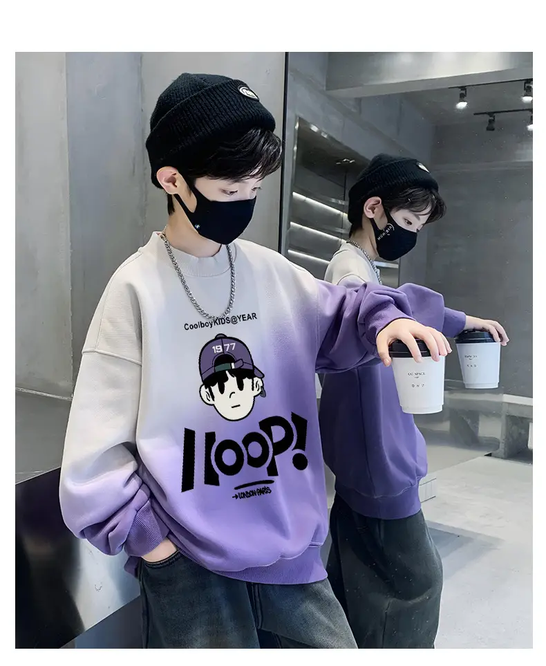 Boys Fleece Crew Sweatshirt Green Gray Graphic — feature 14