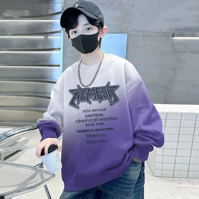 Boys Fleece Crew Sweatshirt Green Gray Graphic - Image 13