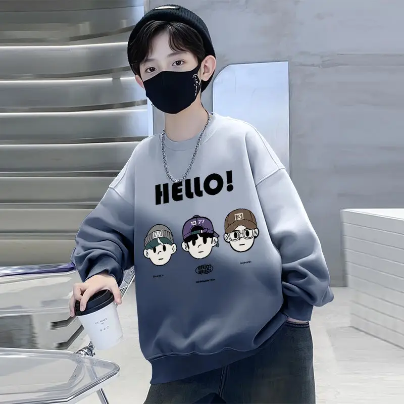 Boys Fleece Crew Sweatshirt Green Gray Graphic - Image 18