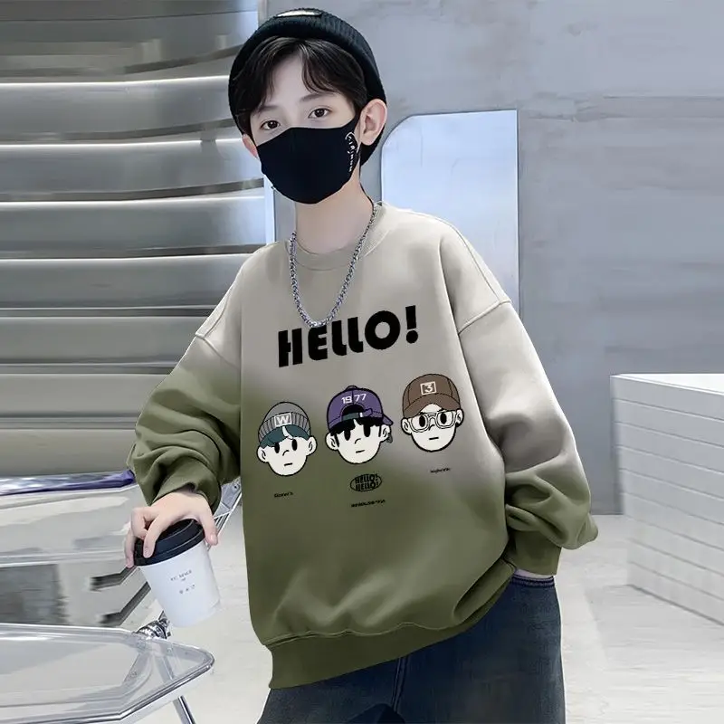 Boys Fleece Crew Sweatshirt Green Gray Graphic - Image 20
