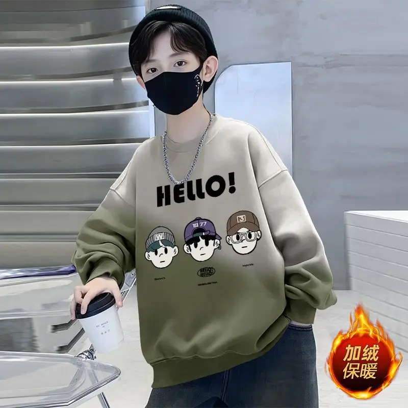 Boys Fleece Crew Sweatshirt Green Gray Graphic - Image 23