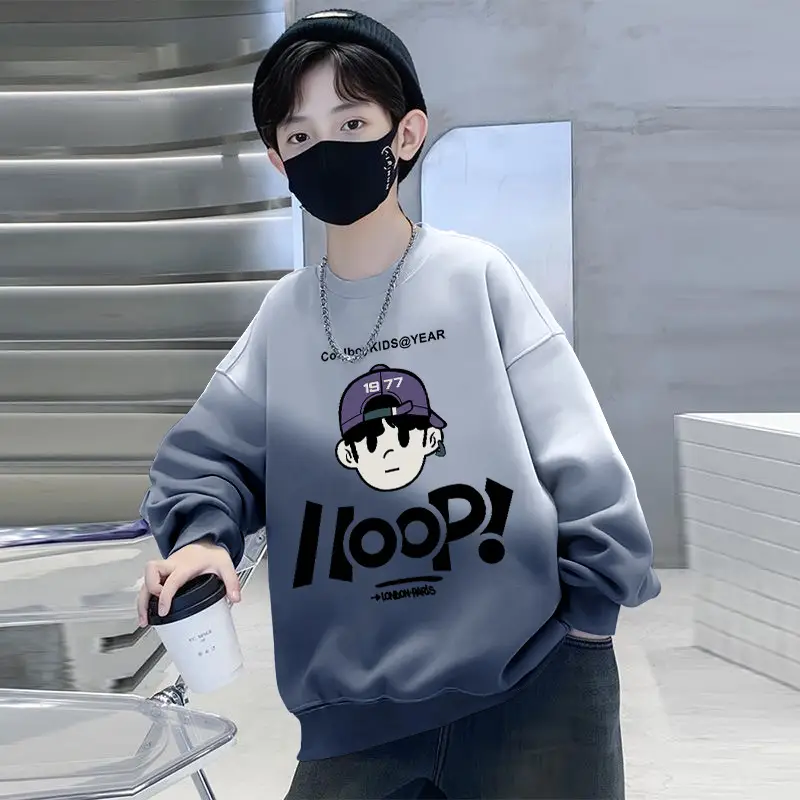 Boys Fleece Crew Sweatshirt Green Gray Graphic - Image 25