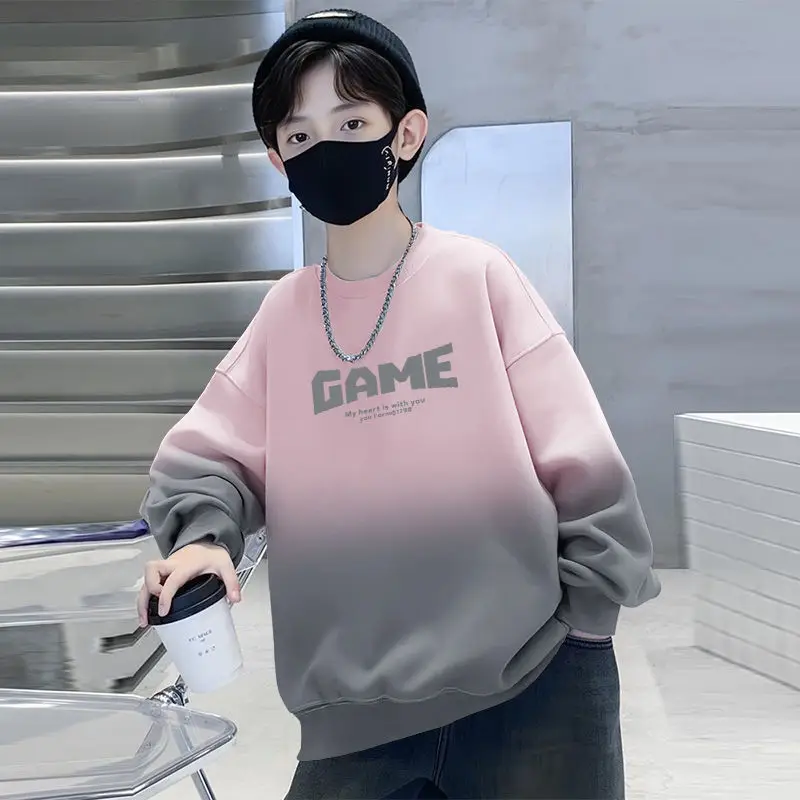 Boys Fleece Crew Sweatshirt Green Gray Graphic - Image 30
