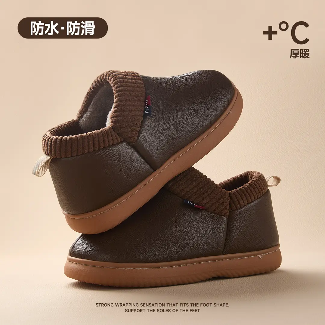 Qidan Shoe Factory Waterproof Cotton Slippers for Women in Winter, Elderly, Plush Warm Home Non-Slip Middle-Aged and Elderly Closed-Back Cotton Shoes for Winter - Image 4