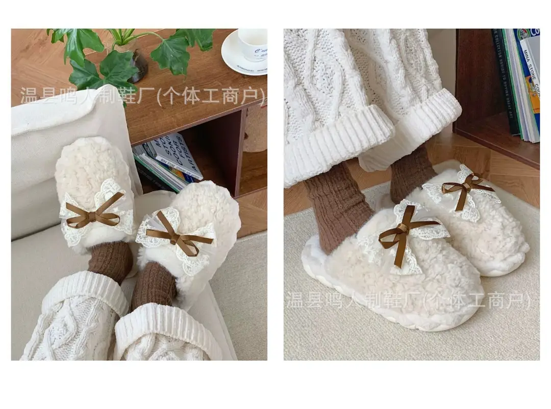 Women's Winter Cotton Slippers Women's Student Version Bow Comfortable Non-Slip Warm Home Casual Family Slippers Women — feature 13